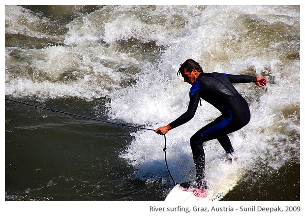 River surfing, Graz, Austria - images by Sunil Deepak, 2009