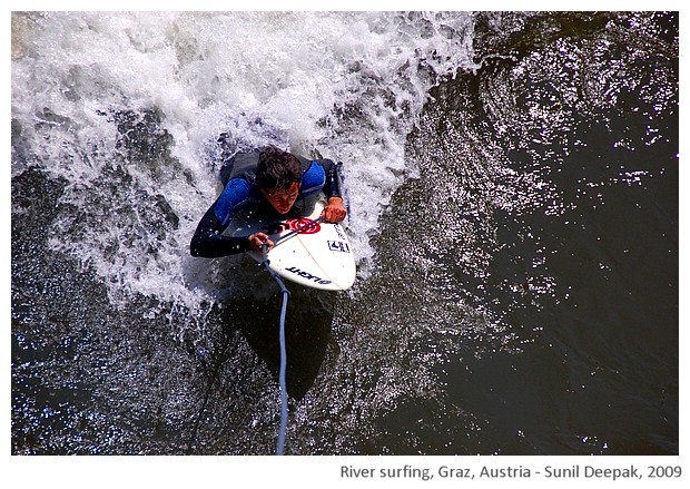 River surfing, Graz, Austria - images by Sunil Deepak, 2009