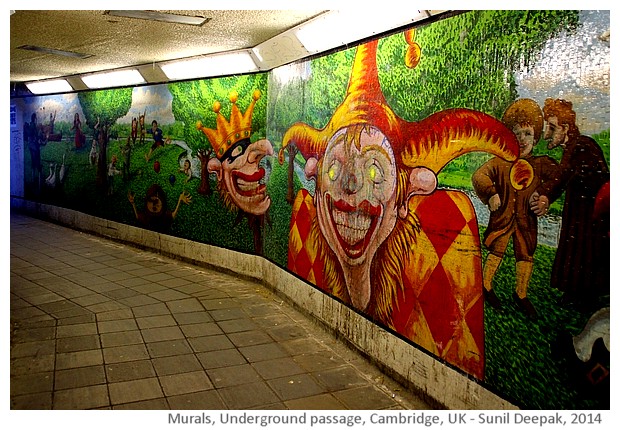 Murals, underground passage, Cambridge, UK - images by Sunil Deepak, 2014