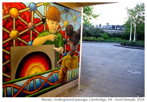 Murals, underground passage, Cambridge, UK - images by Sunil Deepak, 2014