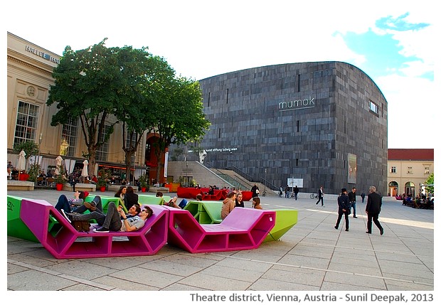 Rest chairs, Theatre museum district, Vienna, Austria - images by Sunil Deepak, 2013