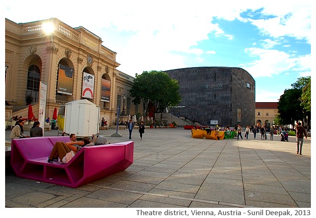 Rest chairs, Theatre museum district, Vienna, Austria - images by Sunil Deepak, 2013