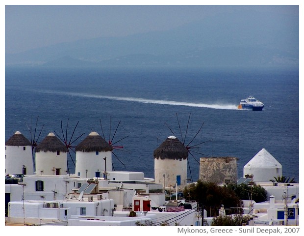 Windmills, Mykonos, Greece - images by Sunil Deepak, 2007