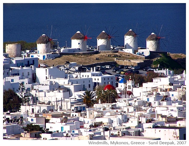 Windmills, Mykonos, Greece - images by Sunil Deepak, 2007