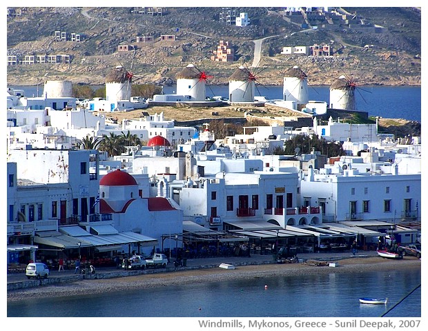 Windmills, Mykonos, Greece - images by Sunil Deepak, 2007