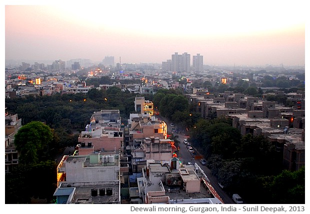 Deewali morning in Gurgaon, India - images by Sunil Deepak, 2013