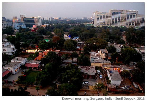 Deewali morning in Gurgaon, India - images by Sunil Deepak, 2013