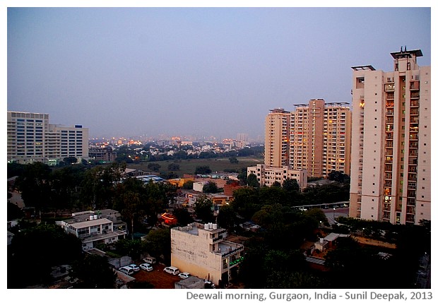 Deewali morning in Gurgaon, India - images by Sunil Deepak, 2013