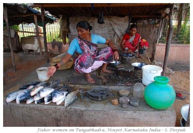 Fish seller women near Tungabhadra dam, Hospet, Karnataka, India - images by S. Deepak