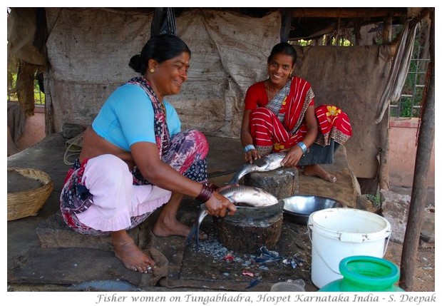 Fish seller women near Tungabhadra dam, Hospet, Karnataka, India - images by S. Deepak