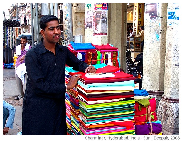 Roadside shops, old city, Hyderabad, India - images by Sunil Deepak, 2008