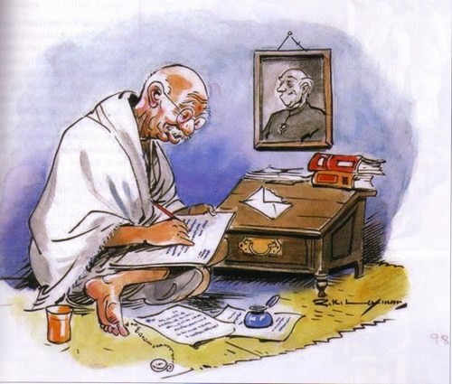 Mahatma Gandhi cartoon by Laxman