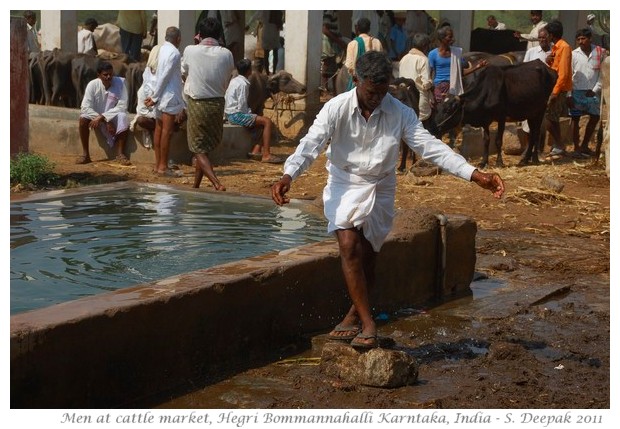 Men at traditional cattle market, Karnataka India - images by S. Deepak