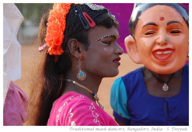 Traditional dancers with a transgender person, India - images by S. Deepak