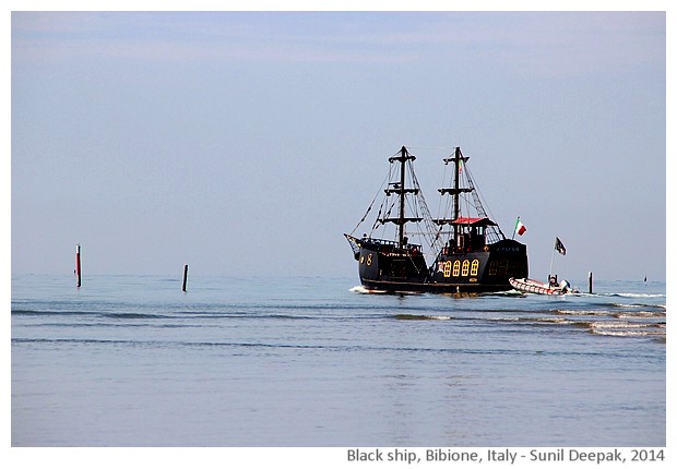 Old black sail ship, Bibione port, Italy - images by Sunil Deepak, 2014