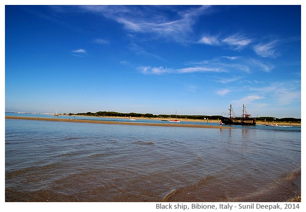 Old black sail ship, Bibione port, Italy - images by Sunil Deepak, 2014