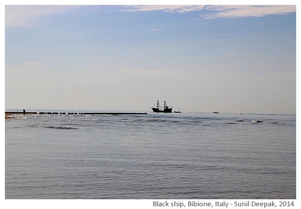 Old black sail ship, Bibione port, Italy - images by Sunil Deepak, 2014