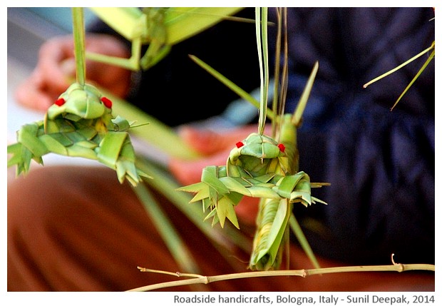 Handicrafts with leaves, Bologna, Italy - images by Sunil Deepak, 2014