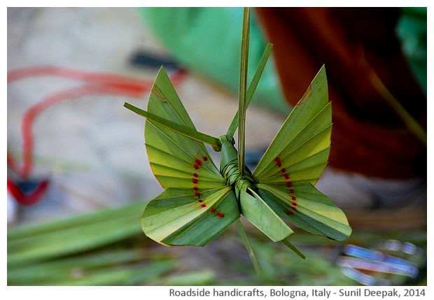 Handicrafts with leaves, Bologna, Italy - images by Sunil Deepak, 2014