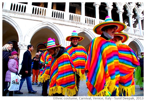 Carnival, ethnic Peruvian costumes, Venice, Italy - images by Sunil Deepak, 2013