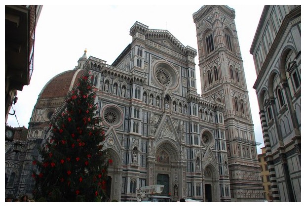 Christmas tree near cathedral of Florence, Italy