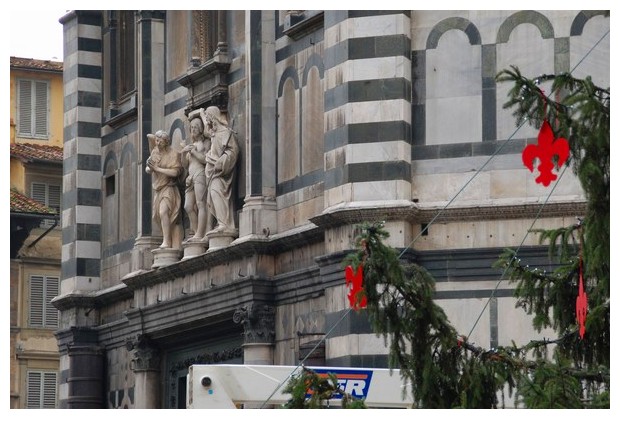 Christmas tree near cathedral of Florence, Italy