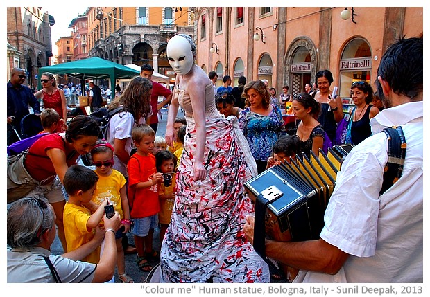 Colour me human statue, Bologna, Italy - images by Sunil Deepak, 2013