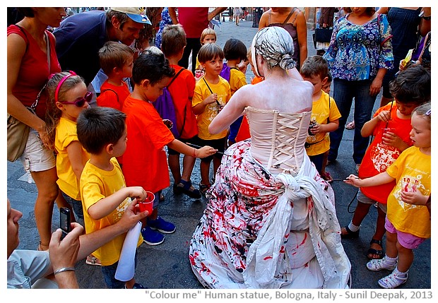 Colour me human statue, Bologna, Italy - images by Sunil Deepak, 2013