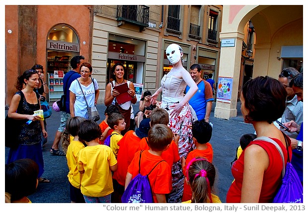 Colour me human statue, Bologna, Italy - images by Sunil Deepak, 2013