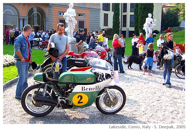 Como lakeside and vintage motorbikes - images by Sunil Deepak, 2005