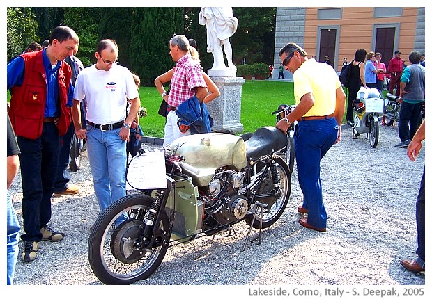 Como lakeside and vintage motorbikes - images by Sunil Deepak, 2005