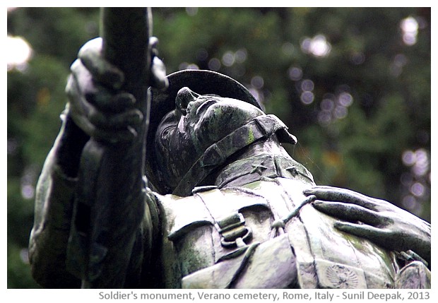 Soldiers' monument, Verano cemetery, Rome, Italy - images by Sunil Deepak, 2013