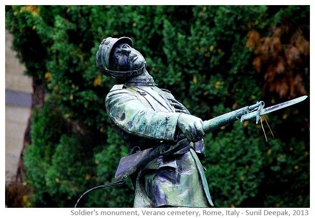 Soldiers' monument, Verano cemetery, Rome, Italy - images by Sunil Deepak, 2013