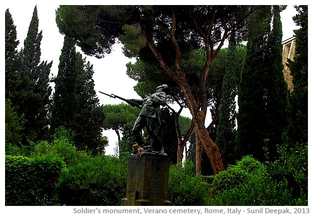 Soldiers' monument, Verano cemetery, Rome, Italy - images by Sunil Deepak, 2013