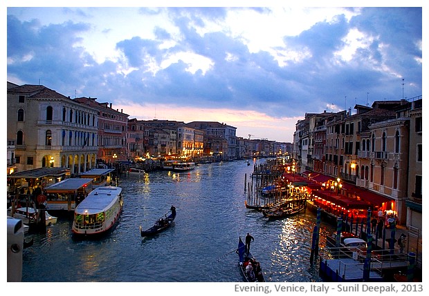 Evening lights in Venice, Italy - images by Sunil Deepak, 2013