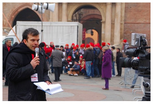 Landini of Fiat's Workers Union FIOM in a protest meeting