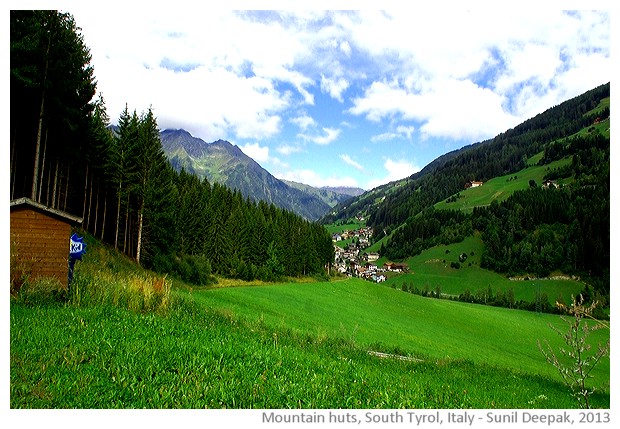 Huts in pasturelands, South Tyrol, Italy - images by Sunil Deepak, 2013