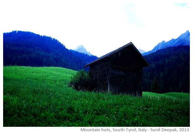 Huts in pasturelands, South Tyrol, Italy - images by Sunil Deepak, 2013