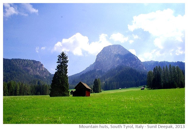 Huts in pasturelands, South Tyrol, Italy - images by Sunil Deepak, 2013