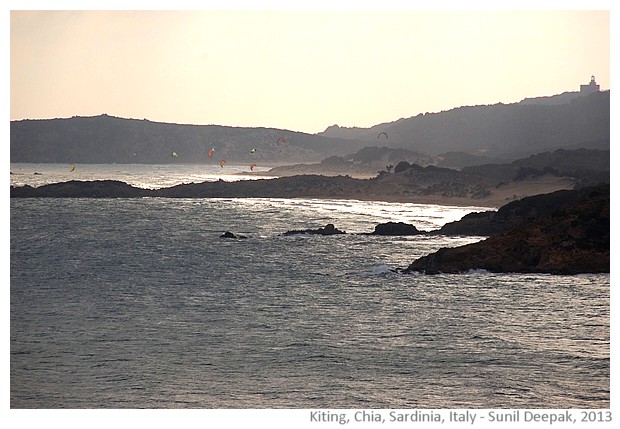 Kiting at Chia beach, Sardinia, Italy - images by Sunil Deepak, 2013