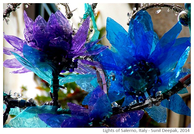 Colourful flower lights of Salerno, Italy - images by Sunil Deepak, 2014