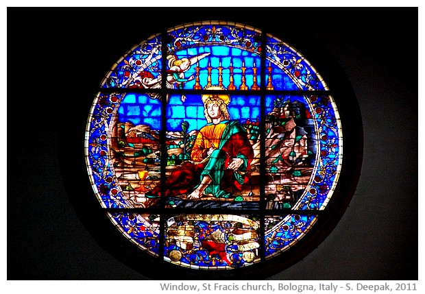 Blue stained glass window, Bologna, Italy - S. Deepak, 2011 