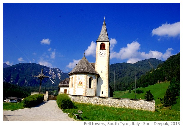 Bell towers in South Tyrol, Italy - images by Sunil Deepak, 2013