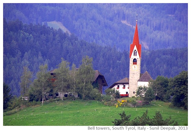 Bell towers in South Tyrol, Italy - images by Sunil Deepak, 2013