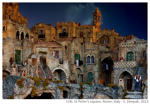 Crib showing Matera homes, St Peter square, Rome, Italy - images by Sunil Deepak, 2013