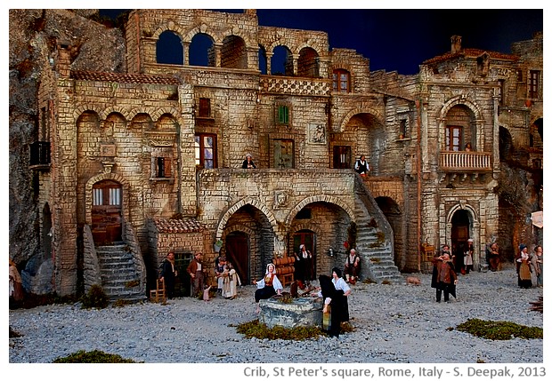 Crib showing Matera homes, St Peter square, Rome, Italy - images by Sunil Deepak, 2013