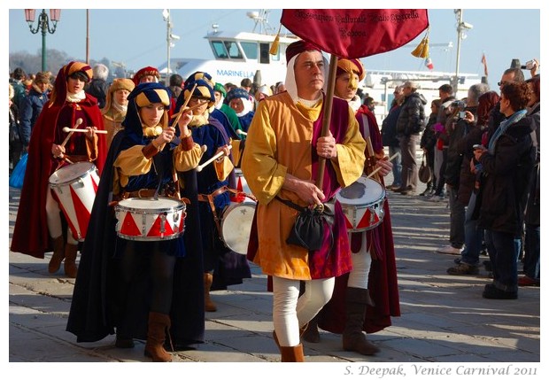 Drummers in medieval dresses, Venice Carnival, 2011