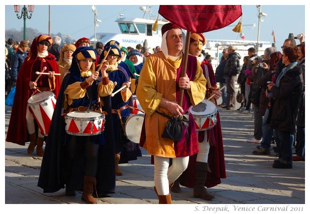 Drummers in medieval dresses, Venice Carnival, 2011