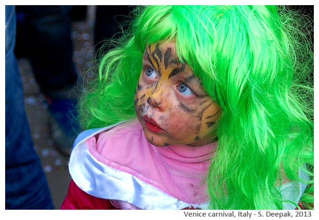 Costumes in green and pink at venice carnival, Italy - S. Deepak, 2013