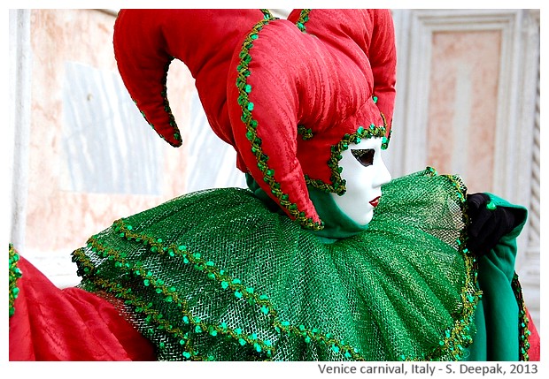 Costumes in green and pink at venice carnival, Italy - S. Deepak, 2013